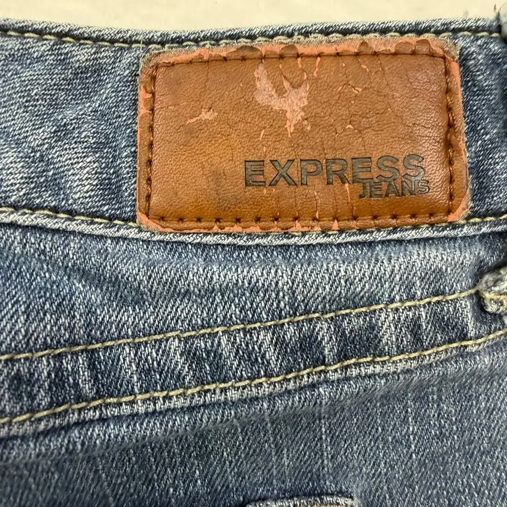 Express Women's Denim Jean‎ Shorts Size 8 Cuffed Festival Cowgirl Beach Casual
